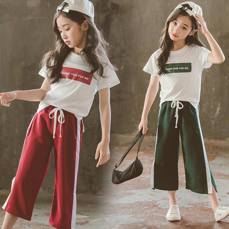 Girls T Shirt Tops Sweatpants Sport Suit Clothes