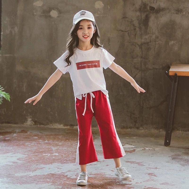 Girls T Shirt Tops Sweatpants Sport Suit Clothes