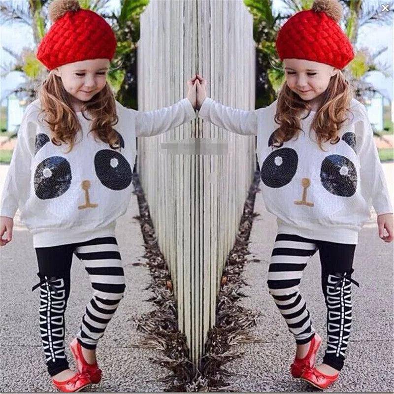 Girls Top Panda Sequin Stripe Pant