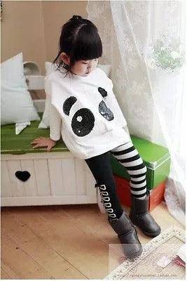 Girls Top Panda Sequin Stripe Pant