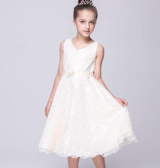 Girls Tulle Lace Birthday Party Frock Dress Apricot