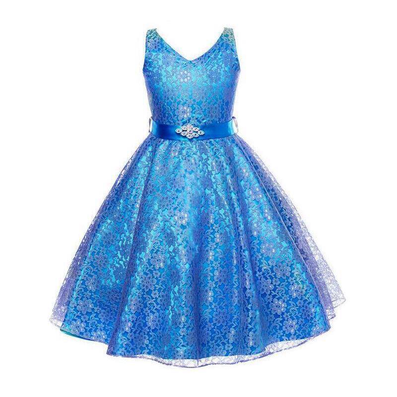 Girls Tulle Lace Birthday Party Frock Dress