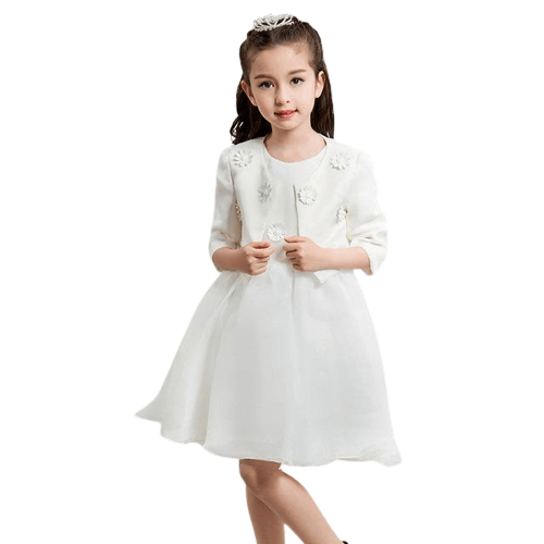 Girls Wedding Christening Baptism Jacket Dress White