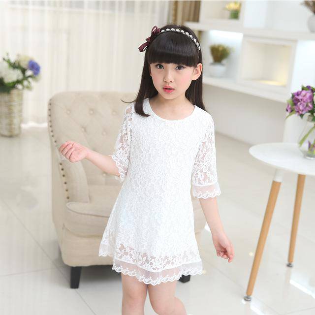 Girls White Lace Dress Clothes white