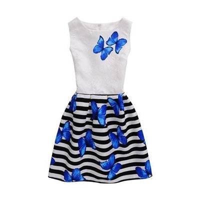 Girls Summer Butterfly Fish Floral Sleeveless Dress