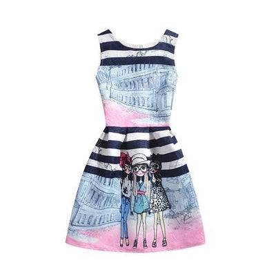 Girls Summer Butterfly Fish Floral Sleeveless Dress