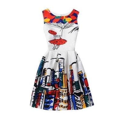 Girls Summer Butterfly Fish Floral Sleeveless Dress Orange