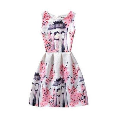 Girls Summer Butterfly Fish Floral Sleeveless Dress Pink Blue