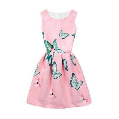 Girls Summer Butterfly Fish Floral Sleeveless Dress