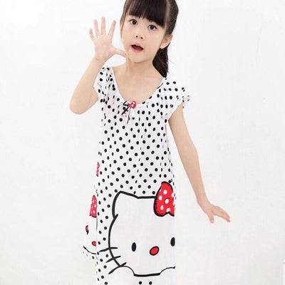 Cute Kid Girls Nightgown Bohemian Knitted Short Striped Clothes Grey Red