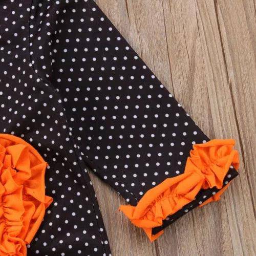Halloween Dot Long Sleeve Ruffles Jumpsuit