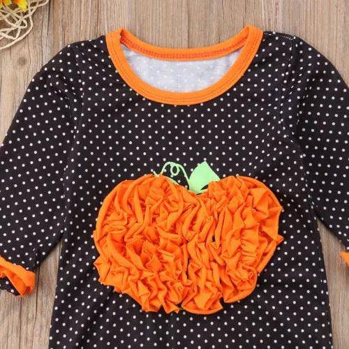 Halloween Dot Long Sleeve Ruffles Jumpsuit