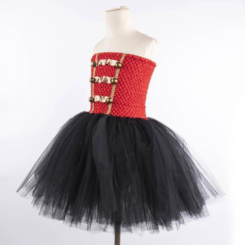 Halloween Red Black Nutcracker Costume Dress Red Black without hat