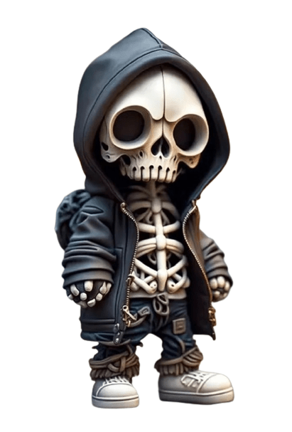 Halloween Resin Cool Skeleton Figurine Doll Black