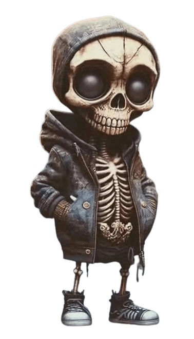 Halloween Resin Cool Skeleton Figurine Doll Blue