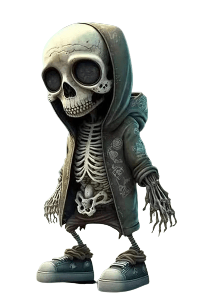 Halloween Resin Cool Skeleton Figurine Doll Green