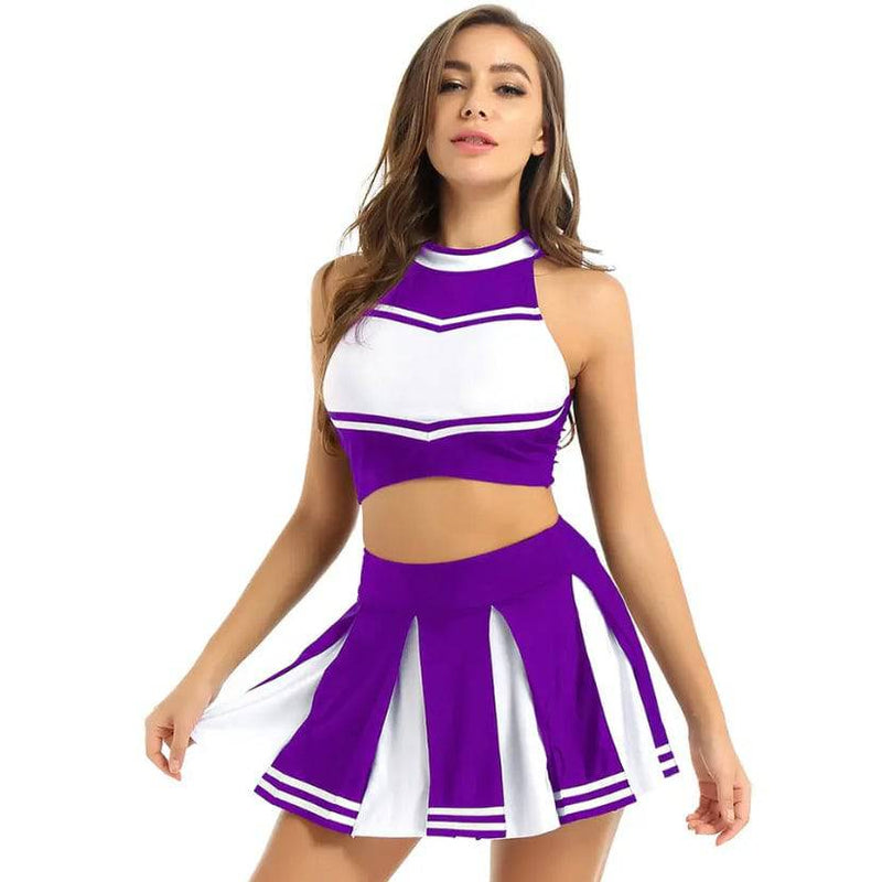 Women Cheerleader Uniform Costume Purple