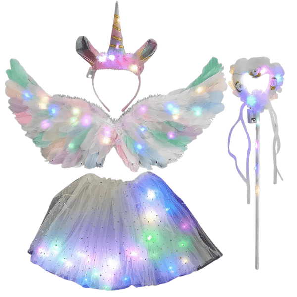 Children Girls Angel Wings With LED For Party One size Set White