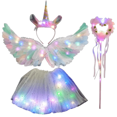 Children Girls Angel Wings With LED For Party One size Set Pink