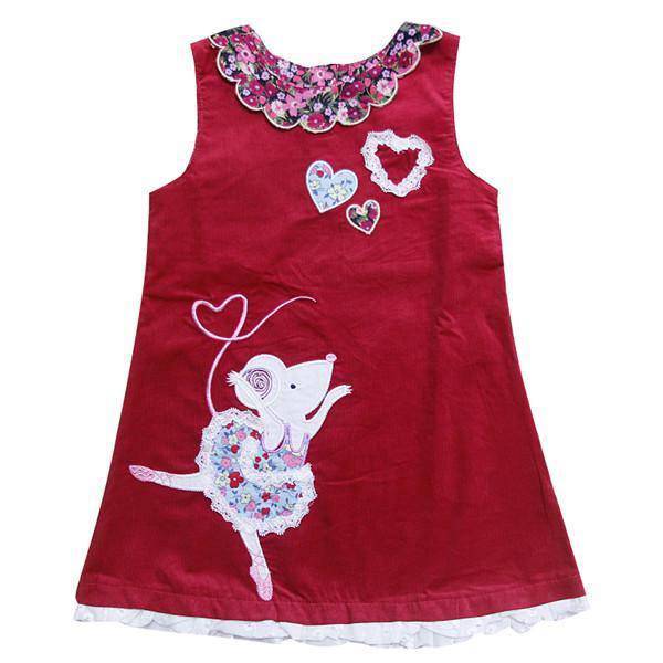 Infant Baby Girls Embroidered Dance Rabbit Dress Red