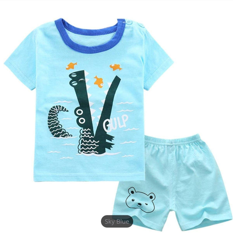 Infant Bodysuit Animal Cotton T Shirt Outfit Sky Blue
