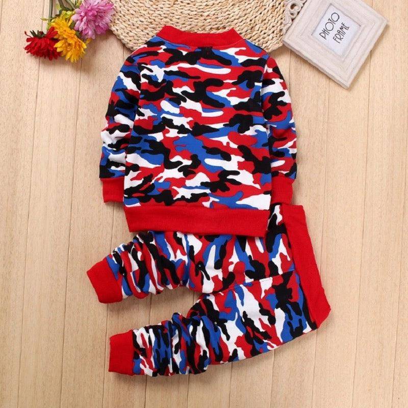 Infant Boys Girls Camouflage Military Sets Clothes Red