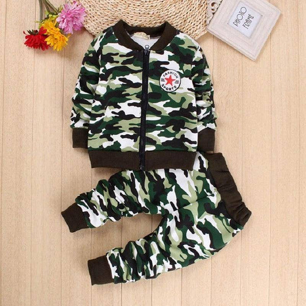 Infant Boys Girls Camouflage Military Sets Clothes Green