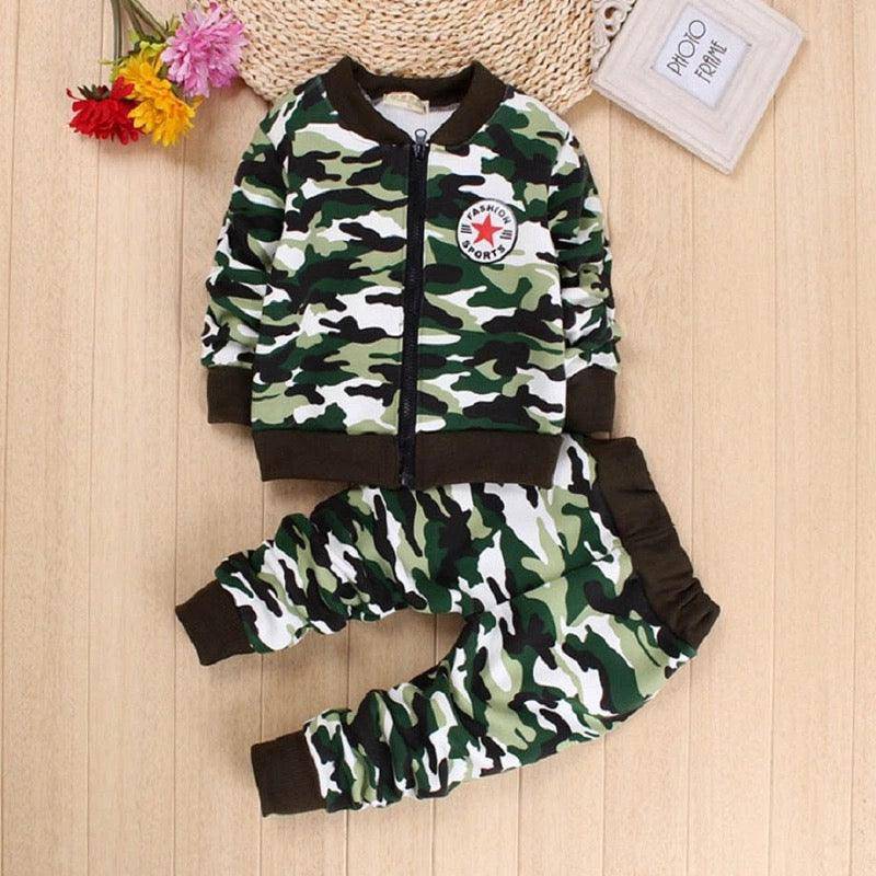 Infant Boys Girls Camouflage Military Sets Clothes Green