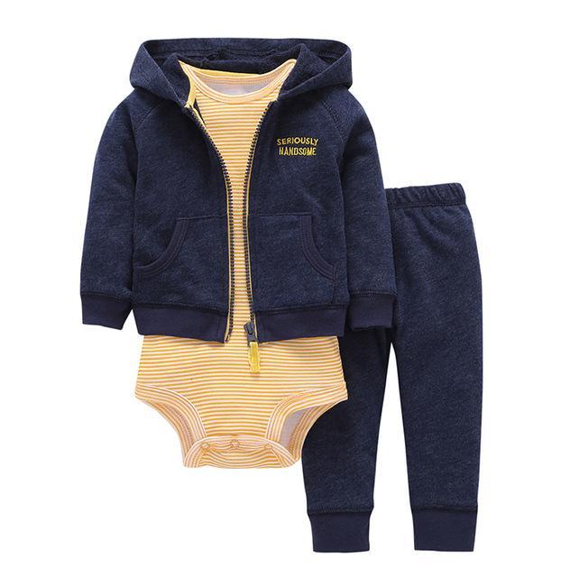 Infant Daddy's Team Captain Jacket Hooded Sets Yellow Navy Blue