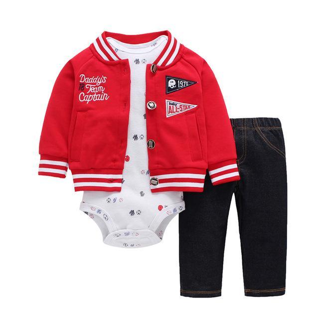 Infant Daddy's Team Captain Jacket Hooded Sets Red