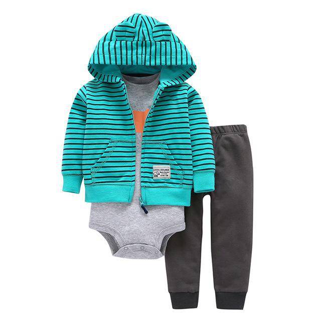 Infant Daddy's Team Captain Jacket Hooded Sets Green Grey