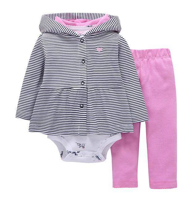 Infant Daddy's Team Captain Jacket Hooded Sets Pink Grey