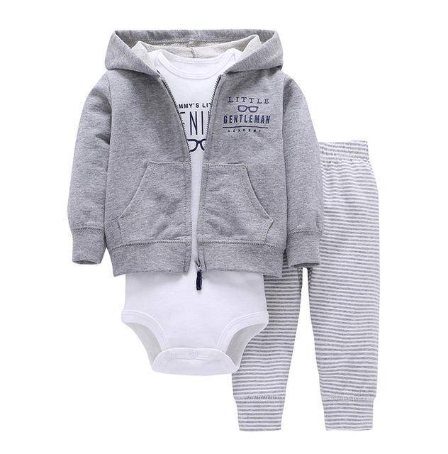 Infant Daddy's Team Captain Jacket Hooded Sets Grey White 6M