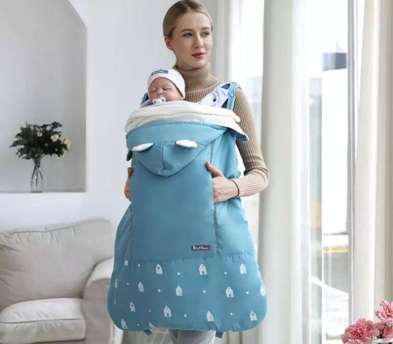Warm Infant Mantle Baby Carrier Windproof Strap Cover One size Blue
