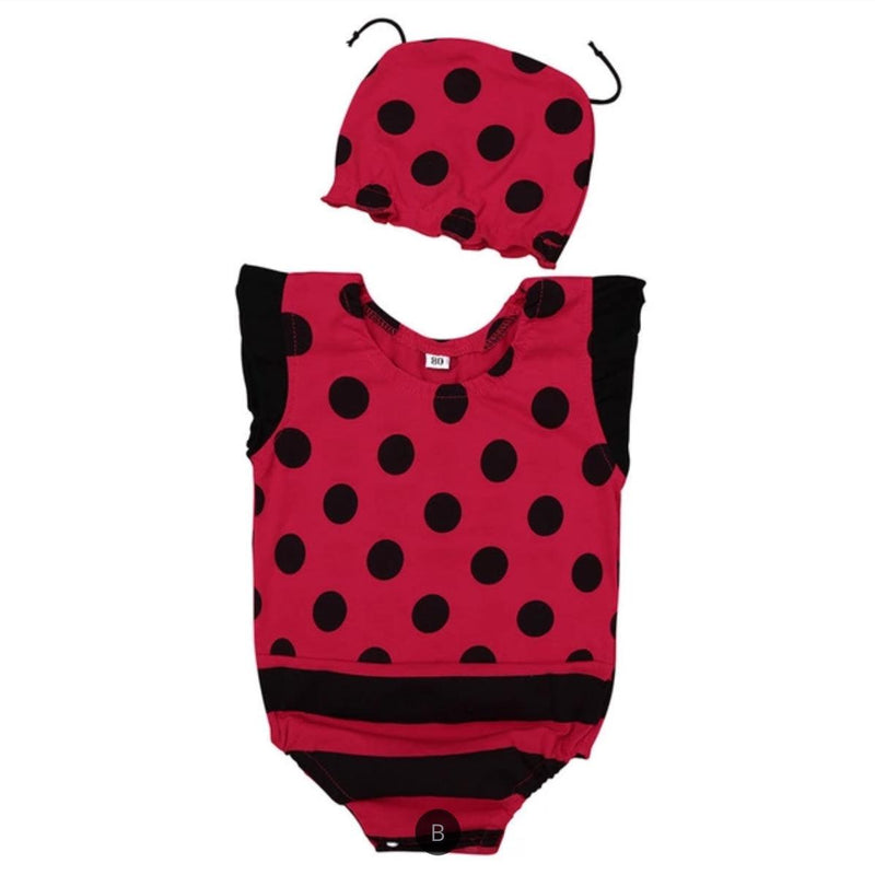 Infant Ruffled Sleeveless Jumpsuit With Hat Red