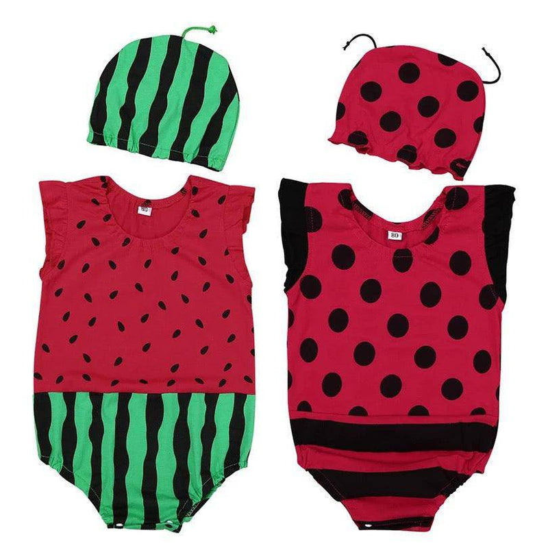 Infant Ruffled Sleeveless Jumpsuit With Hat