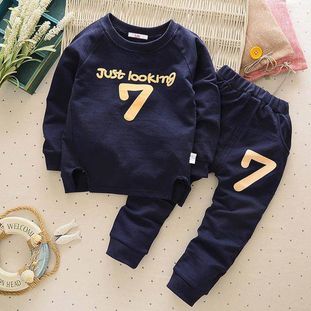 Infant Unisex Just Looking 7 Shirts Pants Outfit Navy blue