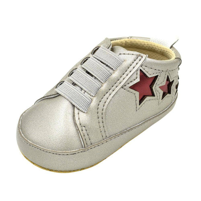 Infant Unisex Star Soft Anti-Slip Shoes Silver