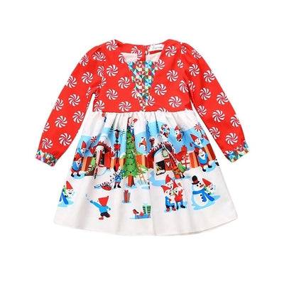 Toddler Infant Girls Floral Christmas Santa Snowman Costume Dress Red