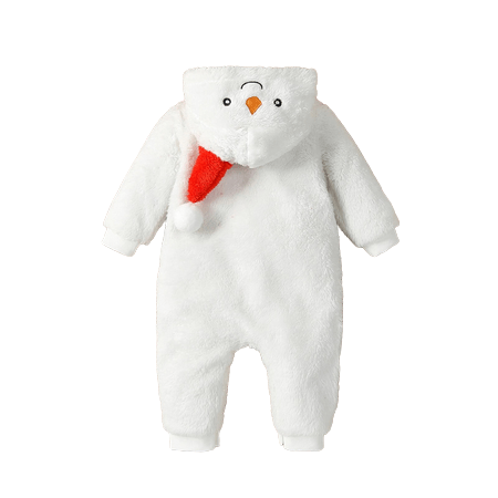 Infant Thicken Fleece Hooded Jumpsuit Warm Playsuits White
