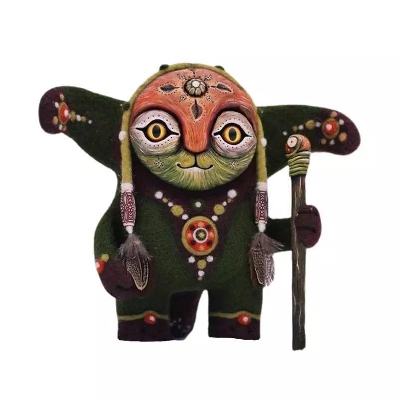 Kawaii Elf Statue Figurine Dark green