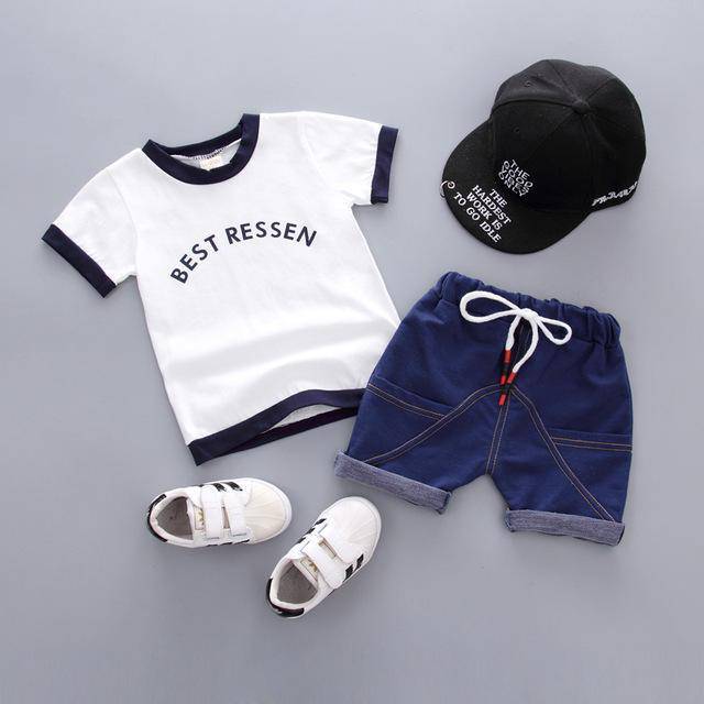 Kid Baby Boys T Shirt Shorts Summer Clothes White Blue