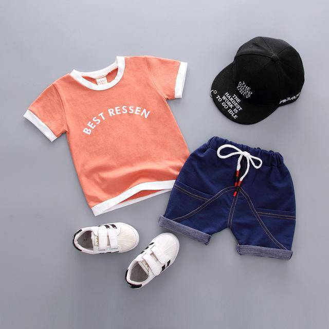 Kid Baby Boys T Shirt Shorts Summer Clothes Orange White