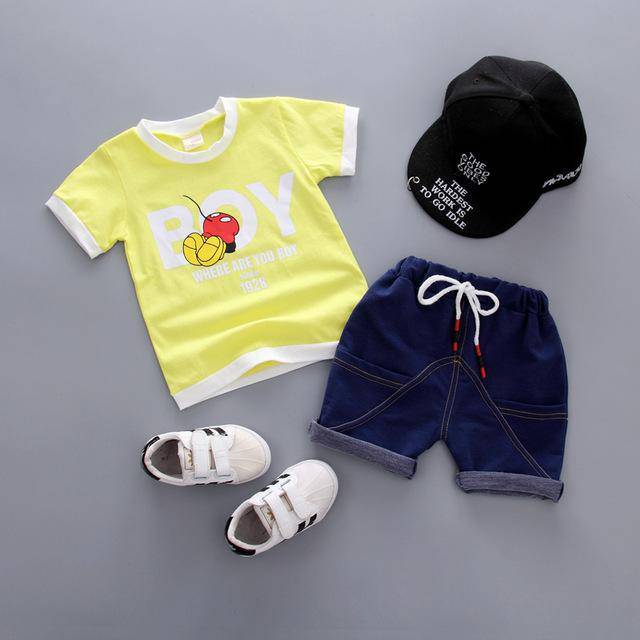 Kid Baby Boys T Shirt Shorts Summer Clothes Yellow Orange