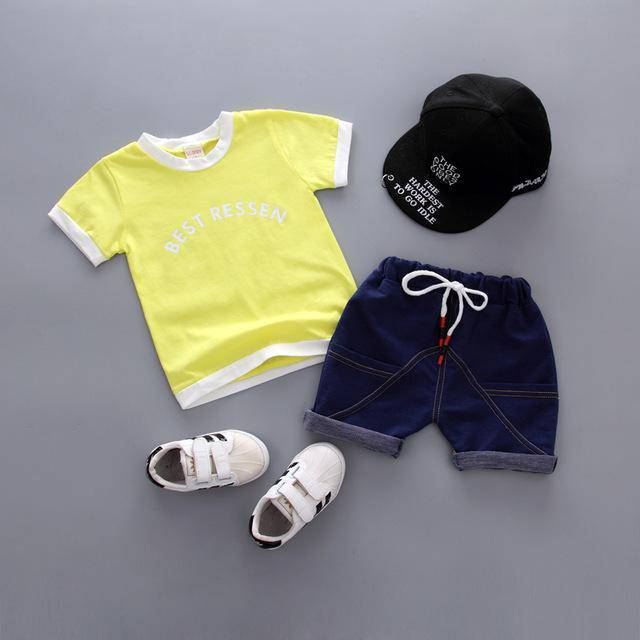 Kid Baby Boys T Shirt Shorts Summer Clothes Yellow Blue
