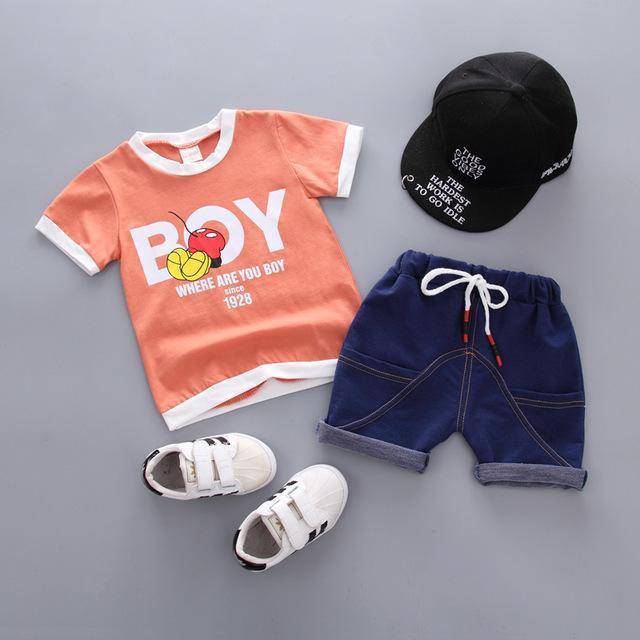Kid Baby Boys T Shirt Shorts Summer Clothes Orange Blue
