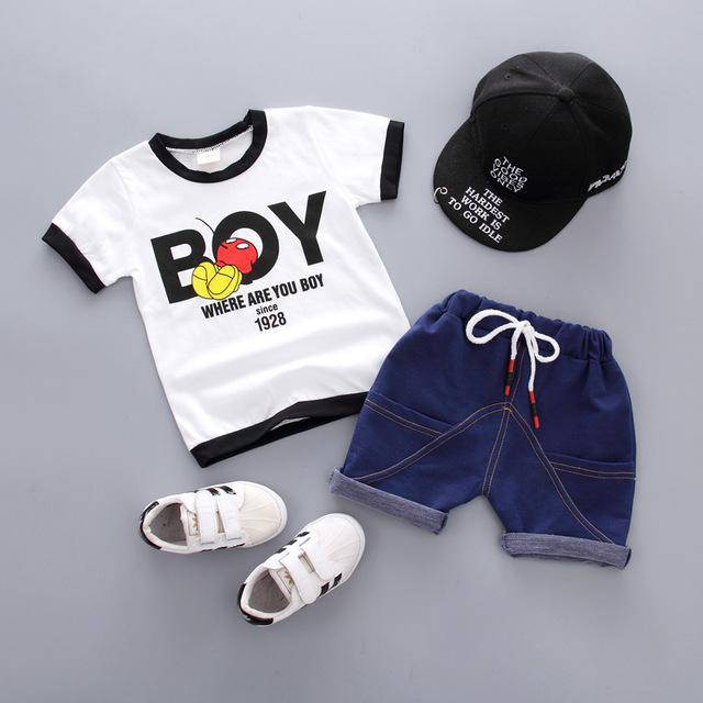 Kid Baby Boys T Shirt Shorts Summer Clothes White Yellow