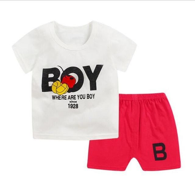 Summer Kid Baby Boys Tops T Shirt Animal Shorts Clothes Red White