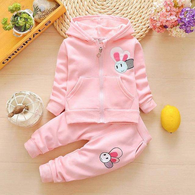 Kid Baby Girls Long Sleeve Tops Bees Pants Clothes Light Pink