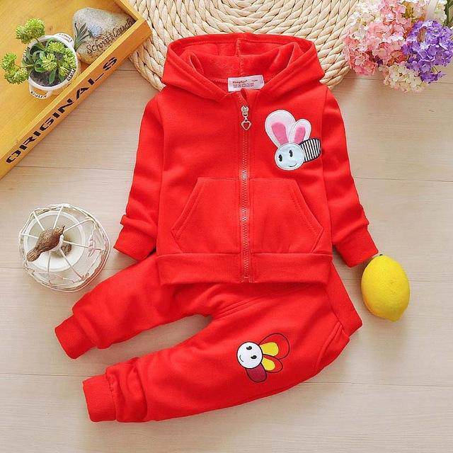 Kid Baby Girls Long Sleeve Tops Bees Pants Clothes Red